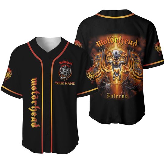 Personalized Motorhead Baseball Jersey 3D Shirt Unisex Short Sleeves All Sizes