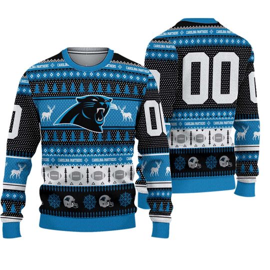 Personalized Christmas Panthers Ugly Sweater, Christmas Gift