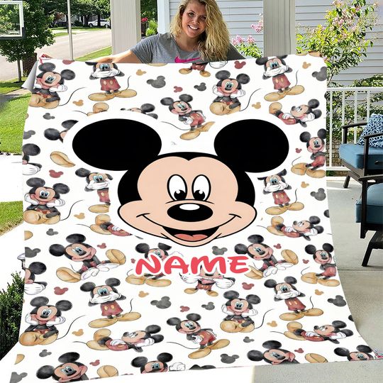Personalized Name Disney Mickey Fleece Blanket