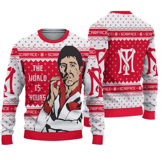 Scarface The World is Yours Tony Montana Ugly Christmas Sweater