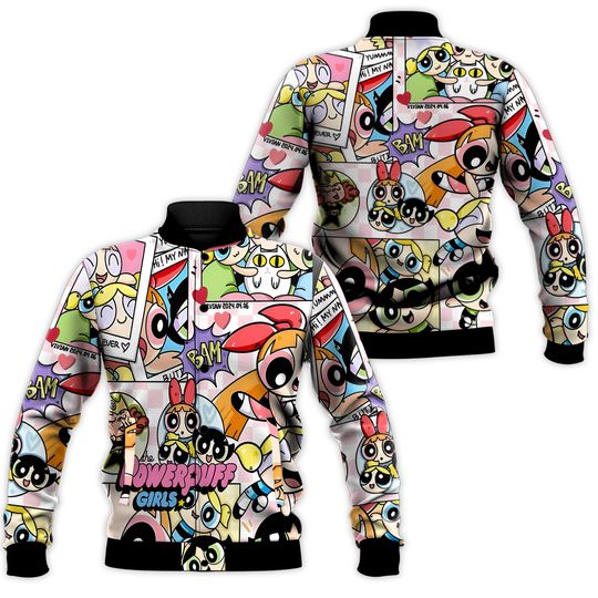 The Powerpuff Girls Varsity Jacket, Cartoon Baseball Jacket