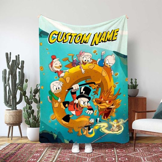 Disney DuckTales Blanket, Huey Dewey Louie Nephews Blanket, Scrooge McDuck Kids Throw Blanket, Duckburg Triplets Kids Gift Blanket