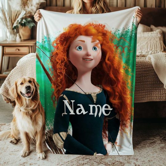 Discover Disney Pixar Merida Princess Blanket, Brave Movie Archery Girl Blanket, Scottish Highland Decor Gift, Disneyland Movie Gift Blanket, VTB630
