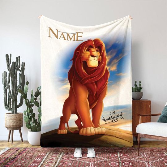 Simba The Lion King Adult Simba Blanket, Disney Hakuna Matata Lion Blanket, Disney Safari Decor Blanket Gift, Pride Lands Home Decor