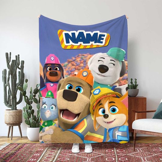 Discover Disney Pupstruction Blanket, Tank Phinny Puppies Blanket, Construction Worker Bedroom Throw Blanket, Disneyland Movie Gift Blanket, TNA007