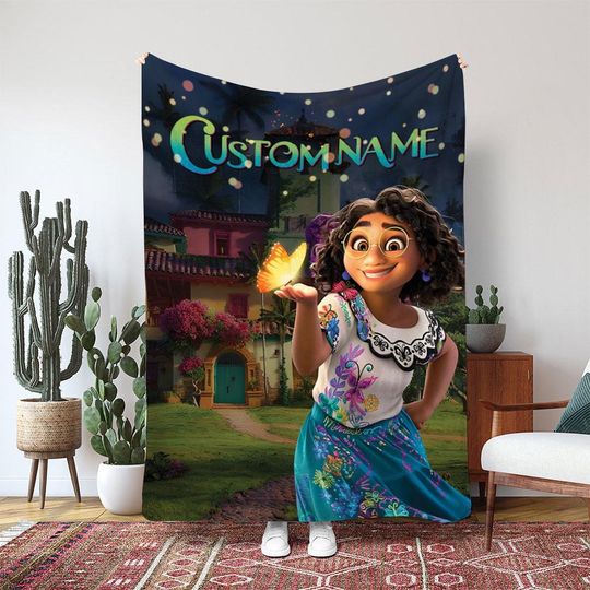 Encanto Mirabel Blanket, Disney Mirabel Magical Butterfly Blanket, Madrigal Family Decor Blanket, Encanto Movie Kids Blanket