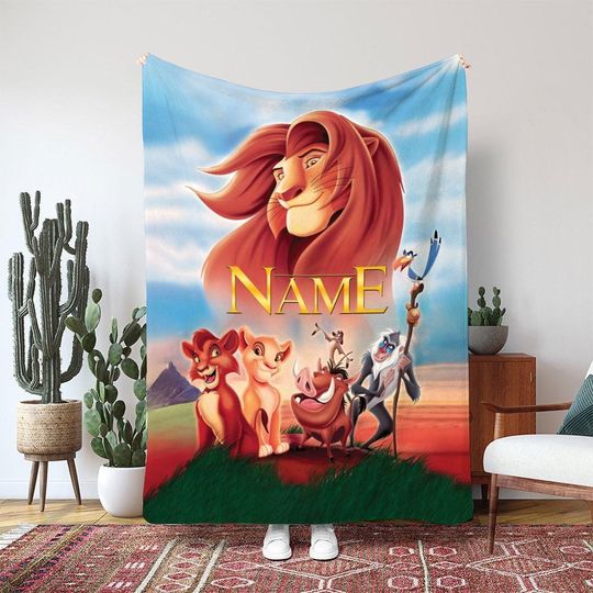 Discover Simba The Lion King All Friends Blanket, Disney Rafiki Zazu Blanket, Disney Safari Adventure Blanket, Pride Rock Character Decor, NVA819