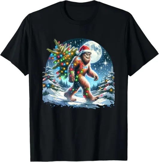 Discover Bigfoot Christmas Holiday Sasquatch Xmas Design Unisex T-Shirt Size S-5XL