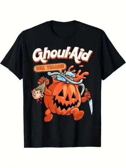 Discover NEW! Men's Halloween Ghoul Aid Pumpkin Graphic T-Shirt - S-5XL