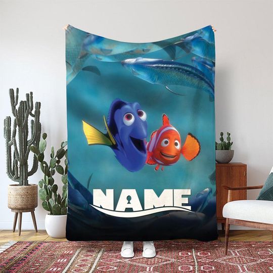 Finding Nemo Nemo Dory Fish Blanket, Blue Tang Fish Blanket, Disney Ocean Adventure Blanket Gift For Kids, Marine Life Decor
