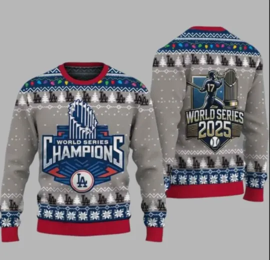 Discover La Dodger World Series 2025 Ugly Christmas Sweater