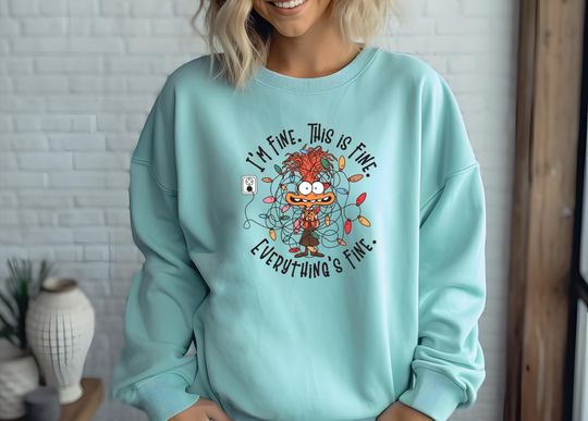 Discover Comfort Colors It's Fine This Is Fine Shirt, Everything Is Fine Anxiety Tee, Christmas Light Sweatshirt, Anxiety Shirt, Inside Out Xmas Gift
