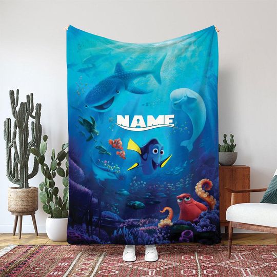 Destiny Pixar Finding Dory Blanket, Pixar Bailey Beluga Blanket, Disney Ocean Adventure Blanket Gift, Whale Shark Kids Decor
