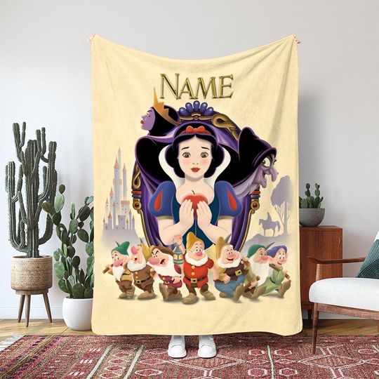 Disney Snow White Seven Dwarfs Blanket, Evil Queen Villain Blanket, Disney Fairy Tale Wedding Blanket, Classic Princess Kids Decor