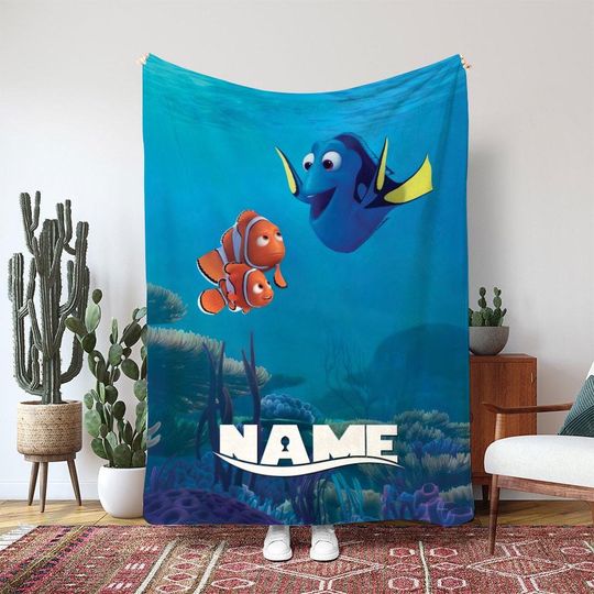 Finding Dory Dory Nemo Blue Tang Blanket, Clownfish Ocean Adventure Blanket, Disney Ocean Life Kids Blanket, Marlin Clownfish Decor