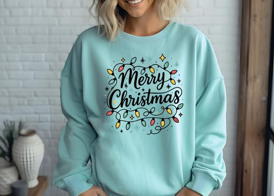 Discover Comfort Colors Merry Christmas 2026 Shirt, Christmas Lights TShirt, Christmas Matching Gift, Merry Christmas Sweatshirt, Christmas Party Tee