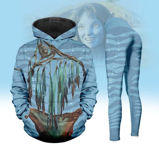 Kiri Costume Hoodie and Avatar Cosplay Leggings Set, Water of The World Hoodie, Animal Kingdom Pandora Shirt