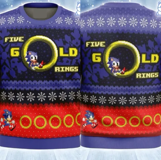 Discover 5 Gold Ring Sonic1 The Hedgehog Ugly Christmas Sweater