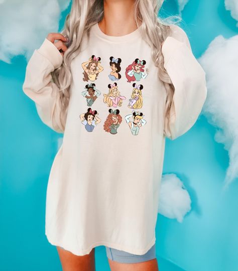 Discover Comfort Colors Disney Princess Shirt, Watercolor Princess Tee, Disney Trip T-Shirt, Cute Disney Princess Gift, Princess Girl Trip Sweatshirt