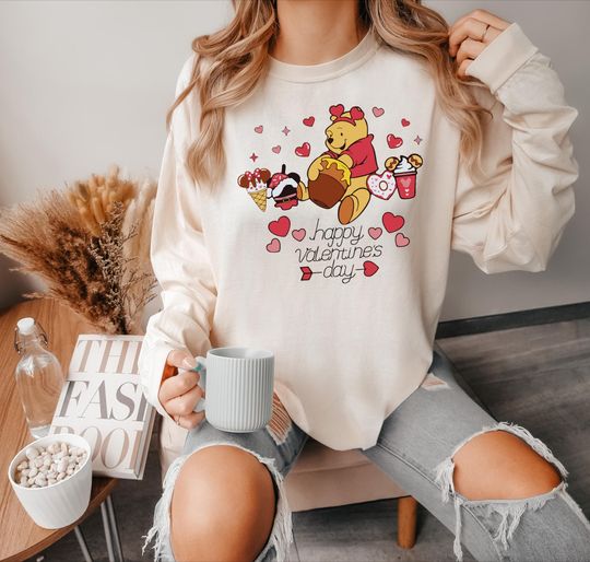 Discover Comfort Colors Winnie The Pooh Shirt, Happy Valentine's Day Sweatshirt, Cute Pooh Valentine T-Shirt, Pooh Bear Valentine Tee, Valentine Gift