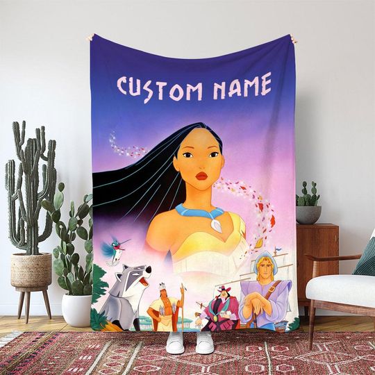 Discover Walt Disney Pocahontas Princess Movie Blanket, John Smith Gift Blanket, Colors Of The Wind Decor, Disney Native American Princess, VTB511