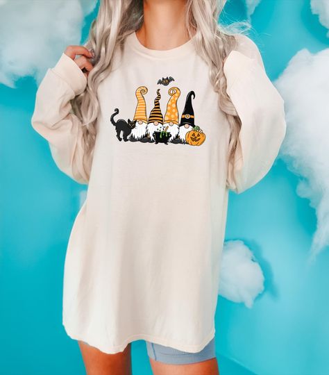 Discover Comfort Colors Halloween Gnomes Shirt, Halloween Cat Sweatshirt