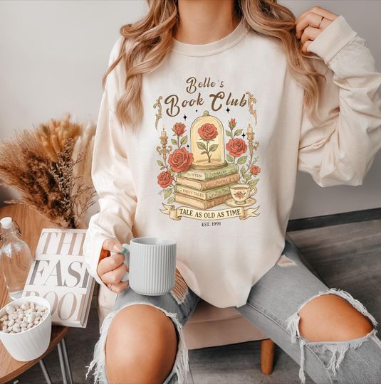 Discover Comfort Colors Belle's Book Club Shirt, Belle's Book Shop Sweatshirt