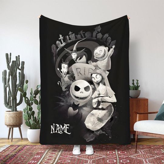 Discover Nightmare Before Christmas Jack Skellington Blanket, Disney Sally Lock Blanket, Halloween Town Xmas Decor, Disneyland Gift Blanket, NVA806