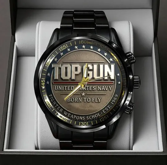 Discover Us Navy X Top Gun Black Stainless Steel Watch