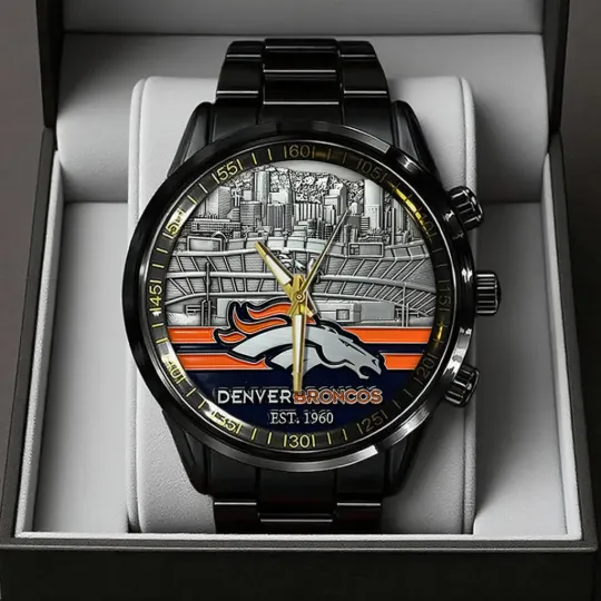 Discover Broncos Black Stainless Steel Watch