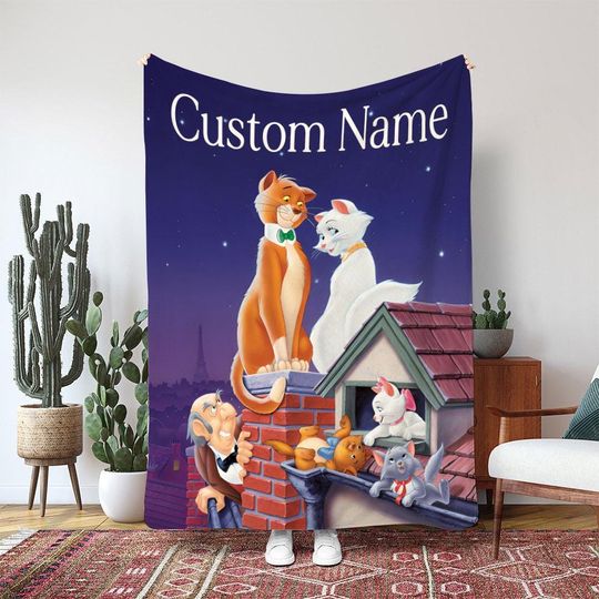 Discover Disney OMalley Duchess Kittens Blanket, Marie Toulouse Berlioz Gift, Aristocats Birthday Blanket Gift, Disney Cute Cat Lover Blanket, DTA088