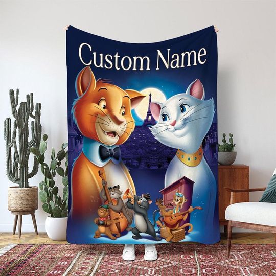 Discover Aristocats Alley Cats Band Blanket, Disney OMalley Duchess Blanket, Jazz Music Kitten Gift Blanket, Birthday Girl Boy Room Blanket, DTA088