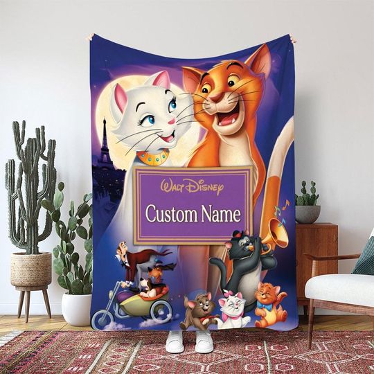 Discover The Aristocats Thomas OMalley Duchess Blanket, Disney Marie Kitten Blanket, Cute Cat Gift For Kids, Magic Cast Birthday Blanket, DTA088