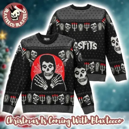 Discover Misfits Crimson Ghost The Fiend Holiday 2025 Knitted Ugly Christmas Sweater