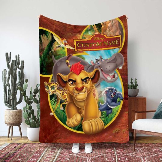 Discover The Lion Guard Blanket, Kion Bunga Fuli Beshte Ono Flying Gift, Custom Name Action Throw Blanket, Magic Cast Birthday Blanket Gift, THA364