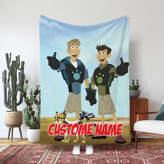 Discover Wild Kratts Blanket, Martin Kratt With Creature Gift, Personalized Kids Name Blanket, PBS Kids Adventure Team Throw Blanket, MKA033