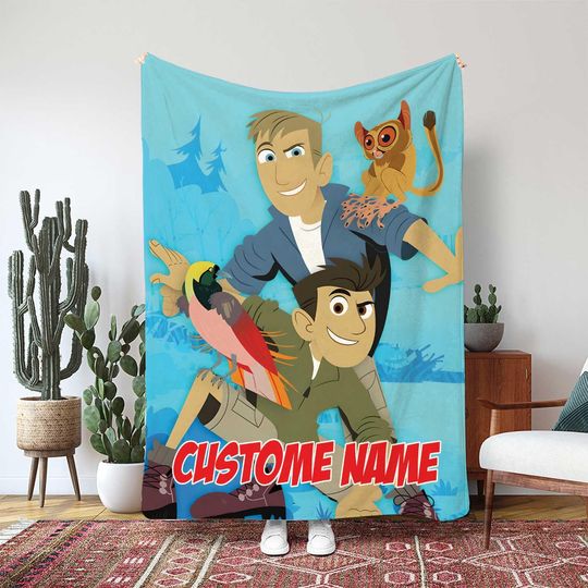 Discover Wild Kratts Power Blanket, Kratt Brother Hero Action Gift, Wildlife Animal Learning Kids Throw Blanket, Birthday Boy Gift Blanket, MKA033