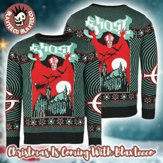 Discover Ghost Band Bravado Nameless Ghouls Papa Emeritus Knitted Ugly Christmas Sweater