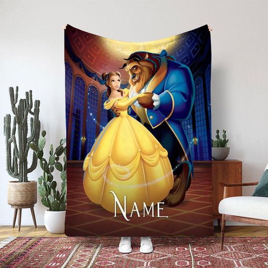 Discover Disney Beauty And The Beast Belle Blanket, Belle Ballroom Dance Decor, Disney Princess Blanket For Kids, Tale As Old As Time, VTB609