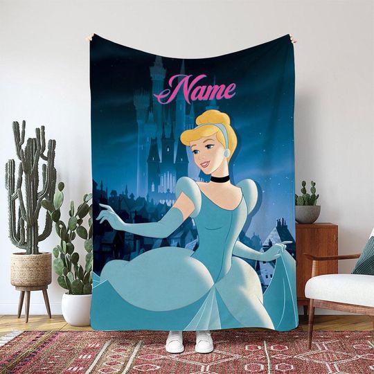 Discover Disney Cinde Movie Magic Sparkle Blanket, Disney Princess Girl Blanket, Fairy Godmother Kids Decor, Classic Fairy Tale Blanket, VTB608