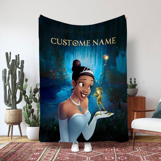 Discover Princess And The Frog Tiana Naveen Blanket, Disney Frog Couple Blanket, Magic Cast Birthday Blanket Gift, New Orleans Adventure, VTB496