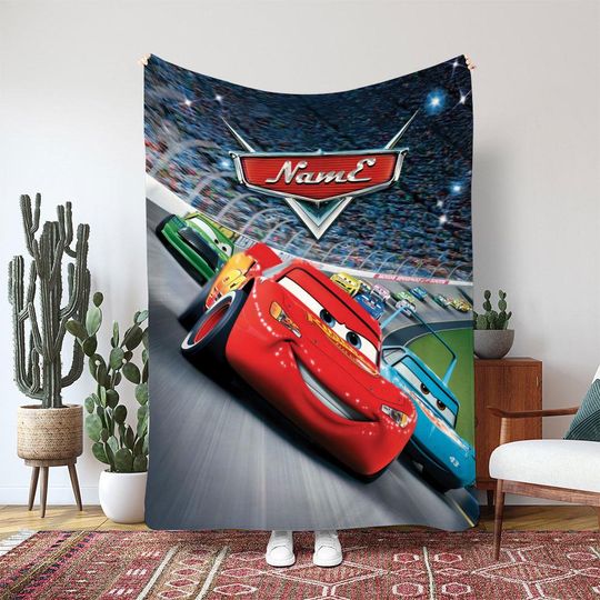 Discover Lightning McQueen Blanket, Disney Pixar Cars Chick Hicks Racing Blanket, Disney Racing Theme Blanket, Race Car Kids Bedroom Decor, NVA825