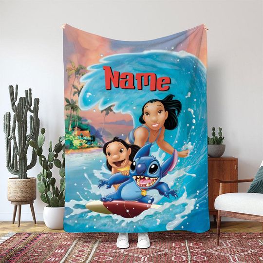 Discover Stitch Disney Lilo And Stitch Blanket, Lilo Nani Surfing Blanket, Hawaiian Beach Decor Blanket, Birthday Girl Boy Gift Blanket
