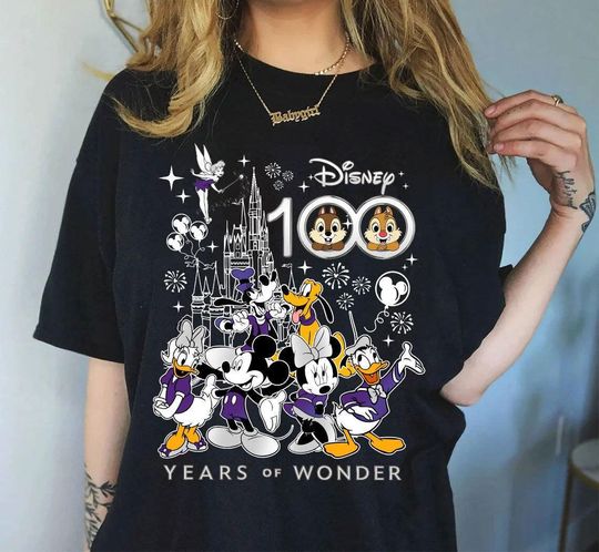 Discover Disney 100 Years of Wonder T-Shirt, Mickey and Friends Anniversary Tee, Magical Disney Castle Top, Cute Disney Gift for Women & Fans
