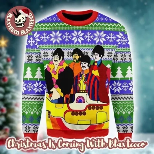 Discover The Beatles Hippie Funny Colorful Knitted Ugly Christmas Sweater Gift For Fans