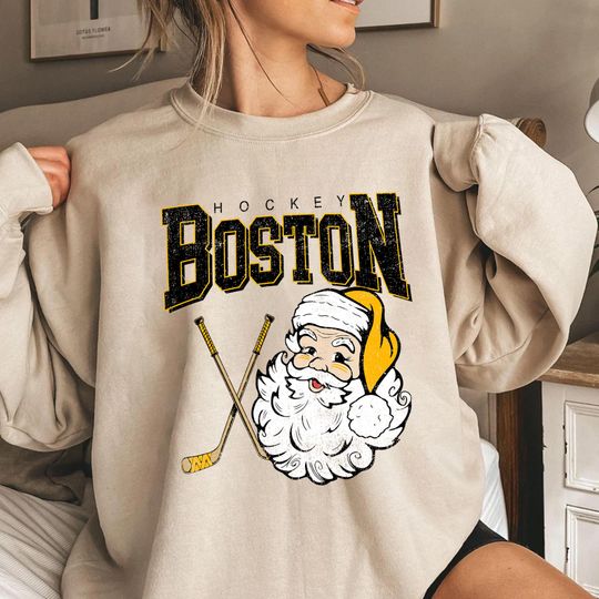Discover Boston Hockey Santa Sweatshirt , Vintage Christmas Gift