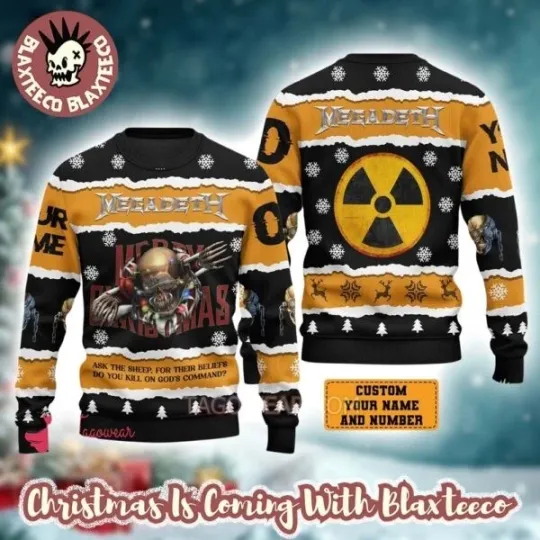 Discover Megadeth Ask The Sheep For Their Beliefs Holiday Ugly Christmas Sweater