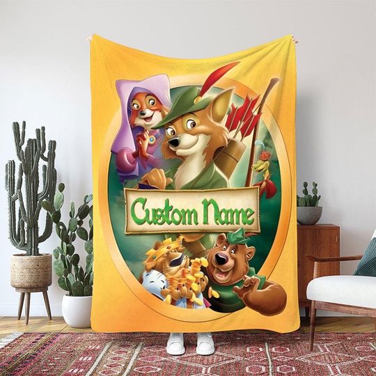 Discover Robin Hood Maid Marian Love Story Blanket, Disney Little John Gift, Classic Disney Animated Movie Blanket, Fox Hero Kids Blanket