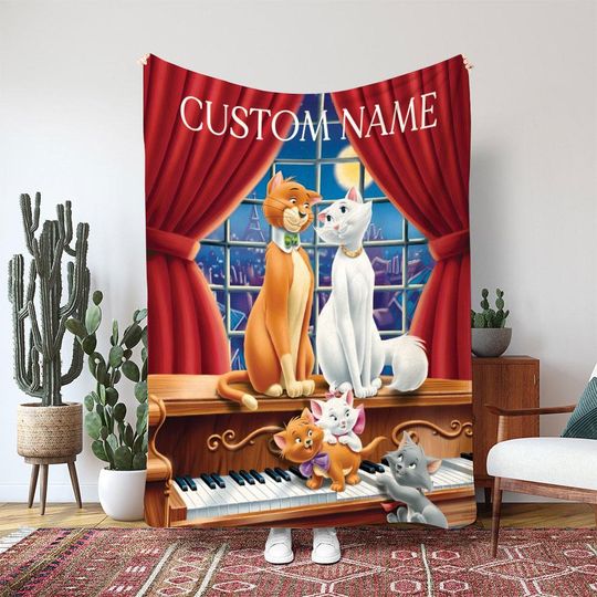 Discover The Aristocats Duchess Thomas OMalley Blanket, Marie Cute Kitten Blanket, Romantic Disney Cat Lover Gift, Disney Cat Family Blanket
