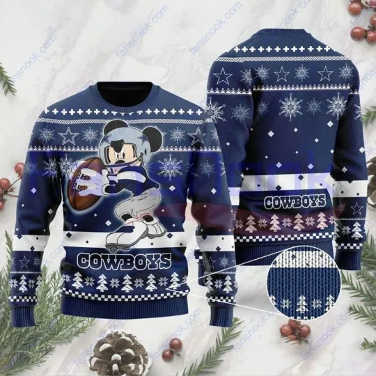Discover Cowboys Disney Snowflakes Ugly Christmas Sweater Full Sizes XS-5XL